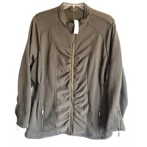 Avenue Ruched Fleece Lined Zip Front Jacket 22/24